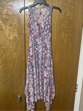 Jessica Simpson Lavender and Rust Floral Asymmetrical Maxi Dress